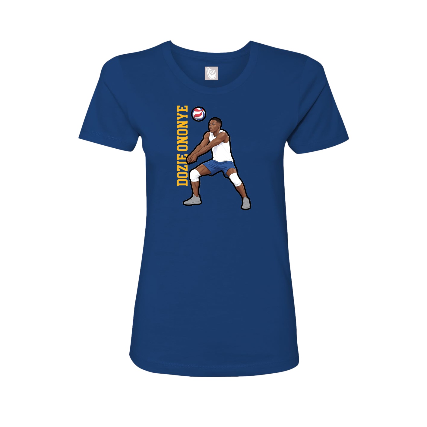 Fitted Women's Tee — Name Vertical in Royal