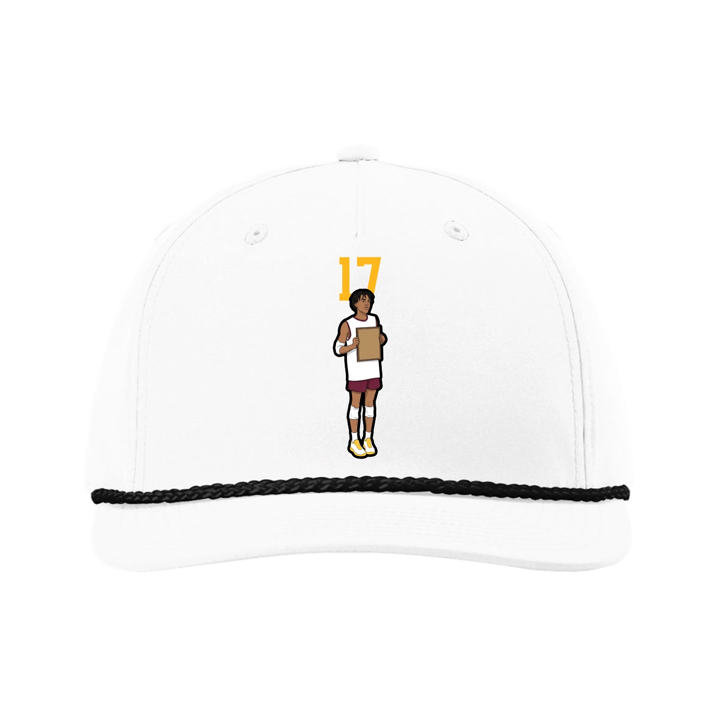 Five-Panel Classic Rope Cap — Number Top in White