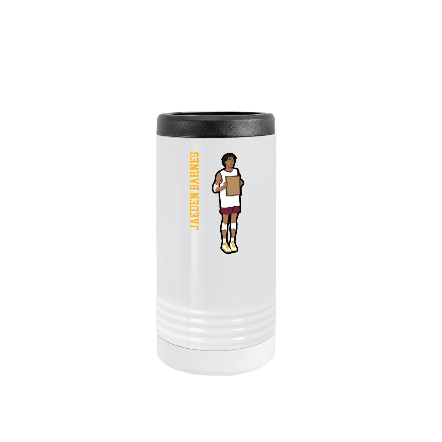 Slim Beverage Holder — Name Vertical in White