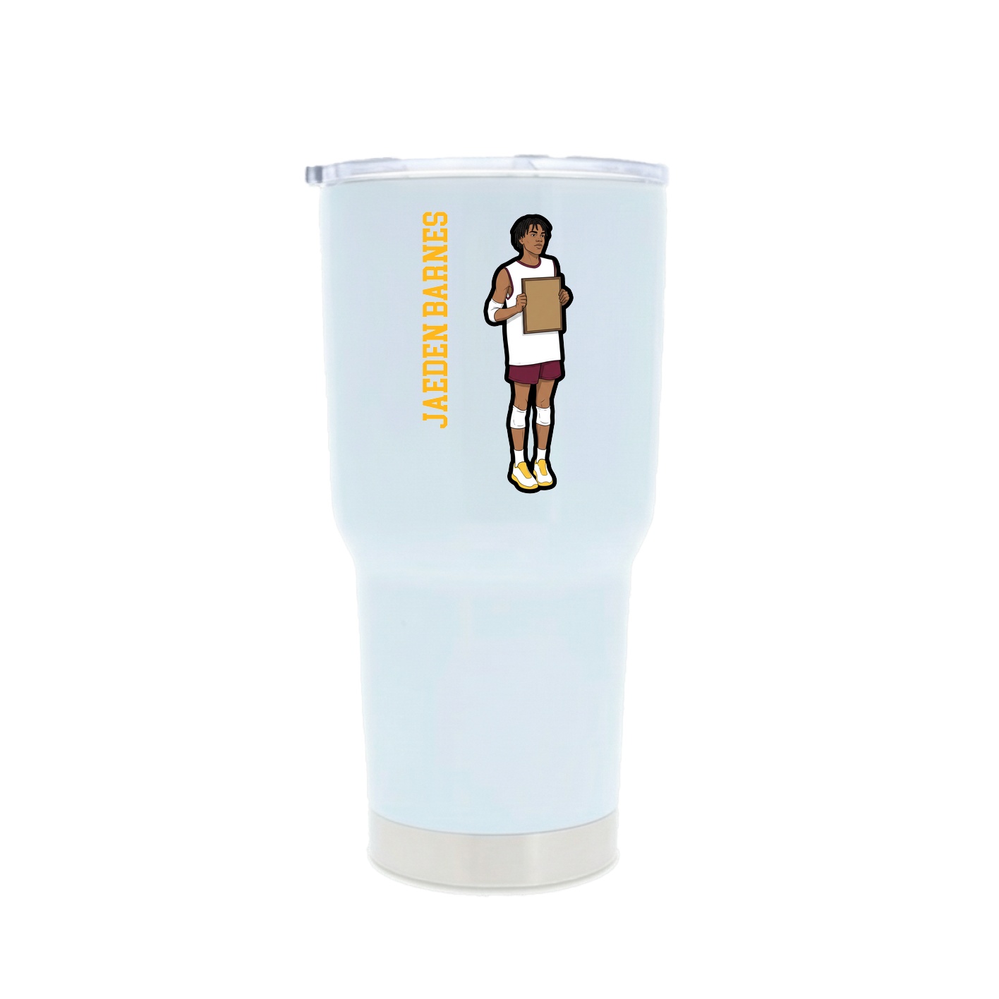 30oz Stainless Steel Tumbler — Name Vertical in White