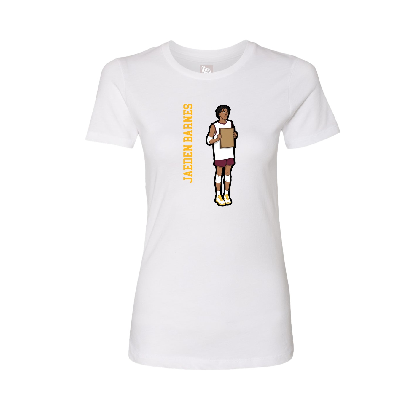 Fitted Women's Tee — Name Vertical in White