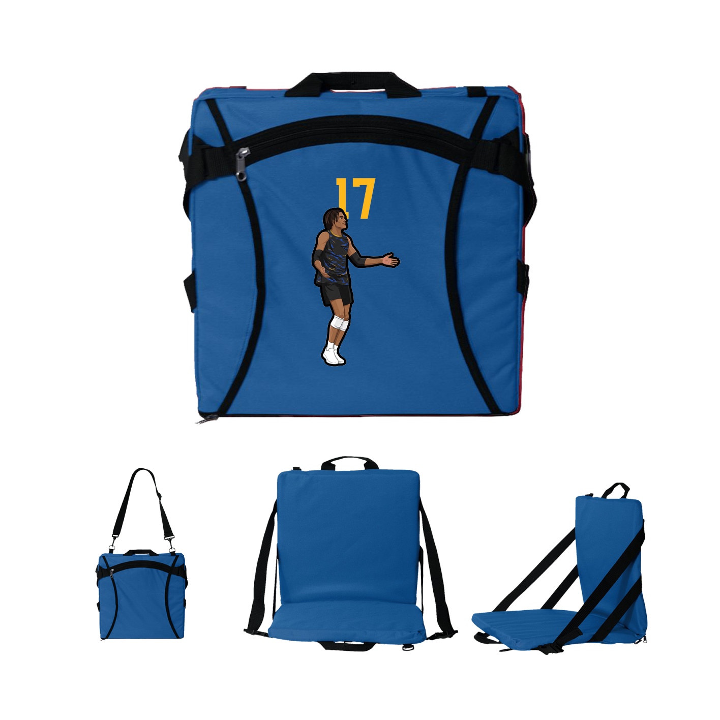 Folding Stadium Seat — Number Top in Royal
