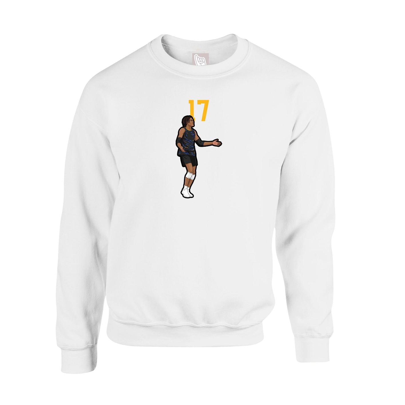 Fleece Crew — Number Top in White