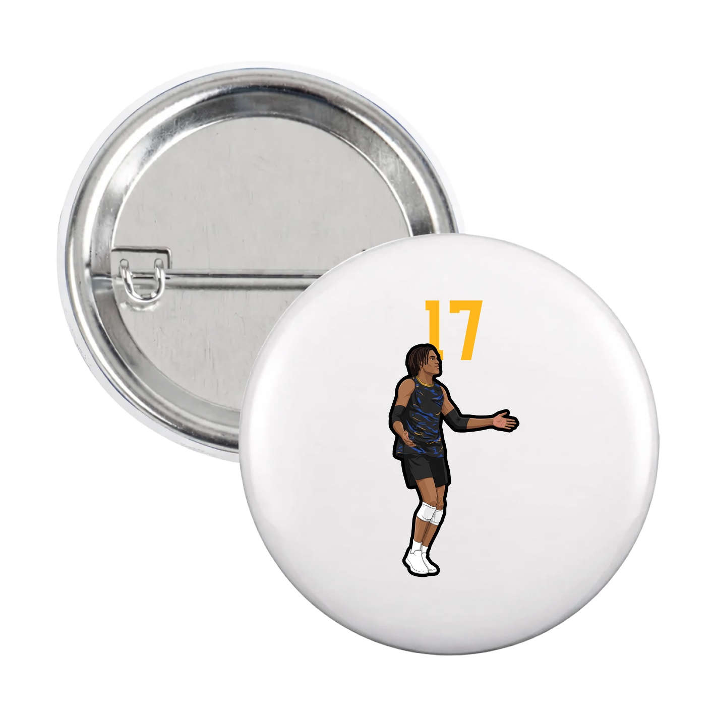 Game Day Button — Number Top in White