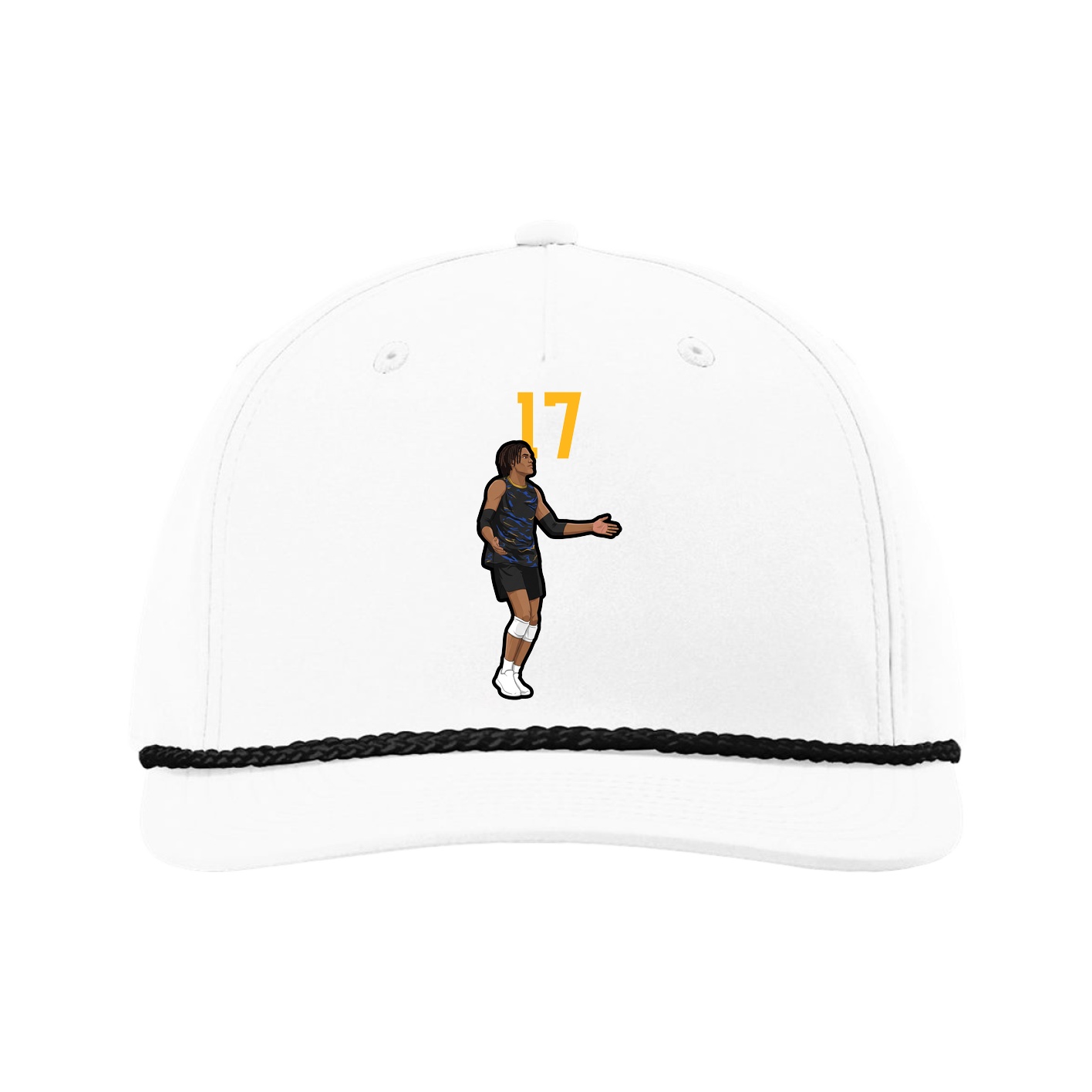 Five-Panel Classic Rope Cap — Number Top in White