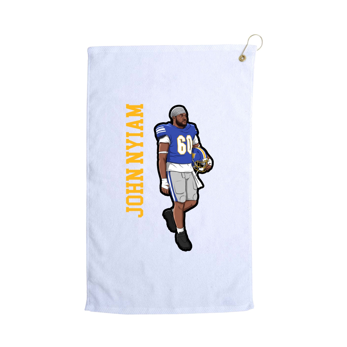 Golf Towel — Name Vertical in White