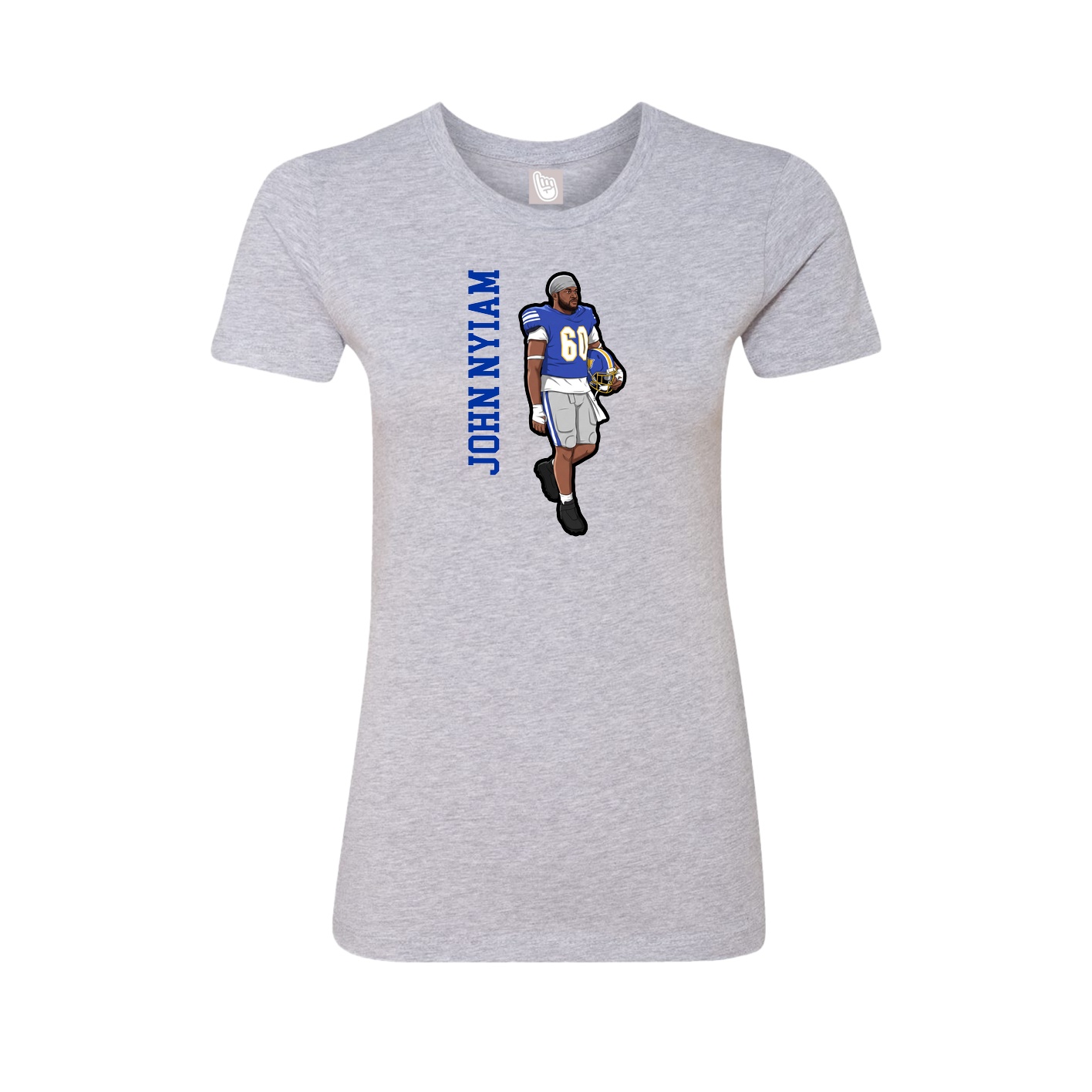 Fitted Women's Tee — Name Vertical in Grey