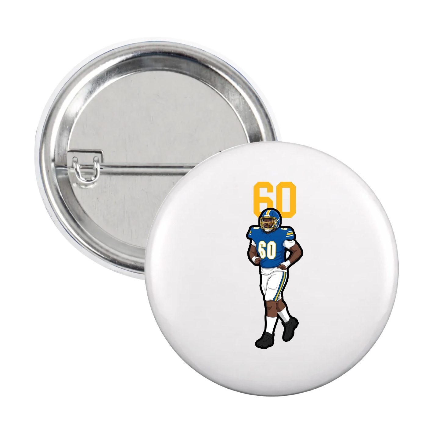 Game Day Button — Number Top in White
