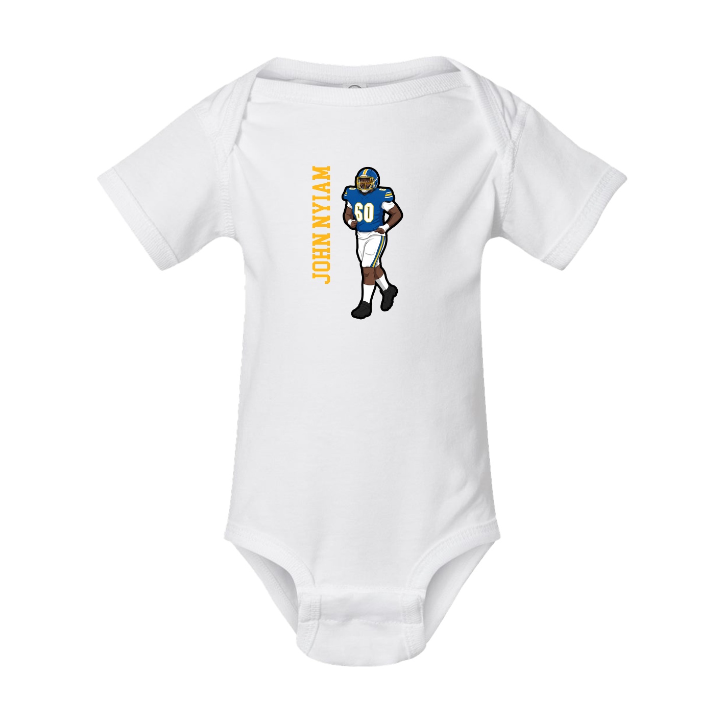 Baby Onesie — Name Vertical in White