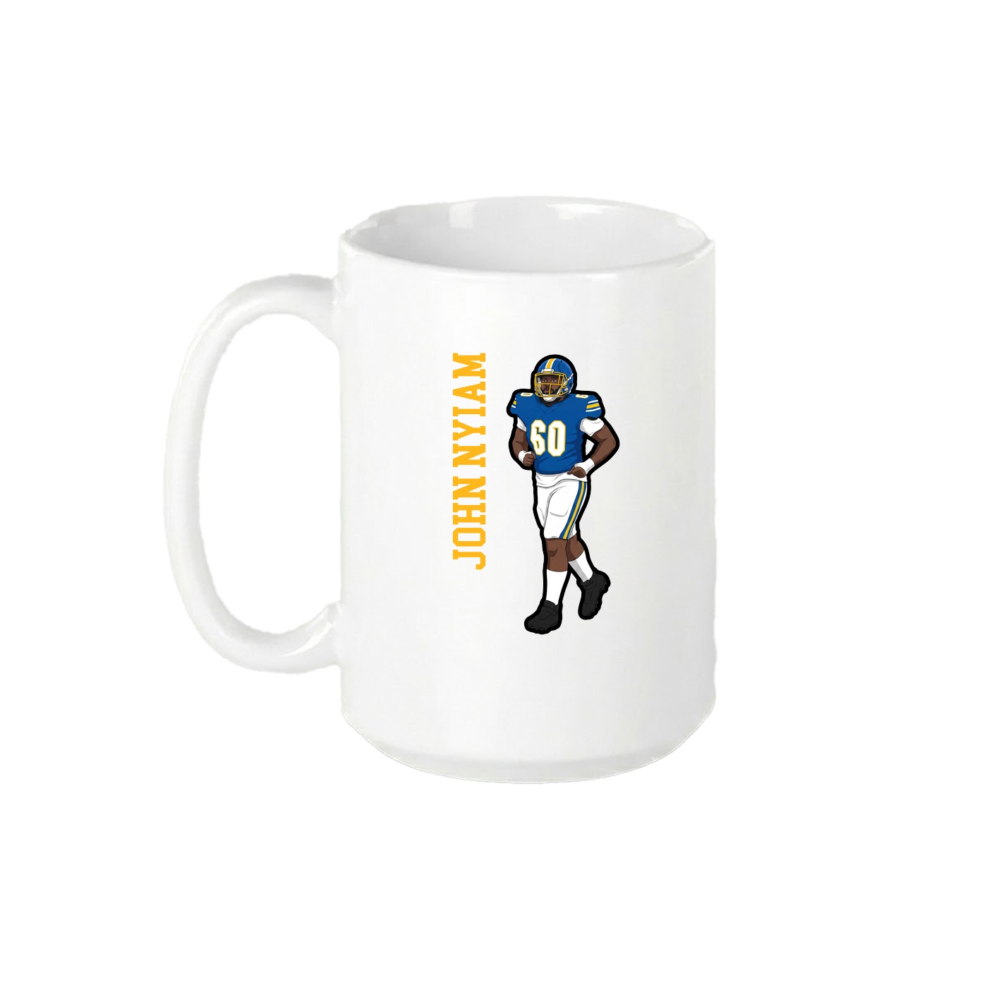15oz Coffee Mug — Name Vertical in White
