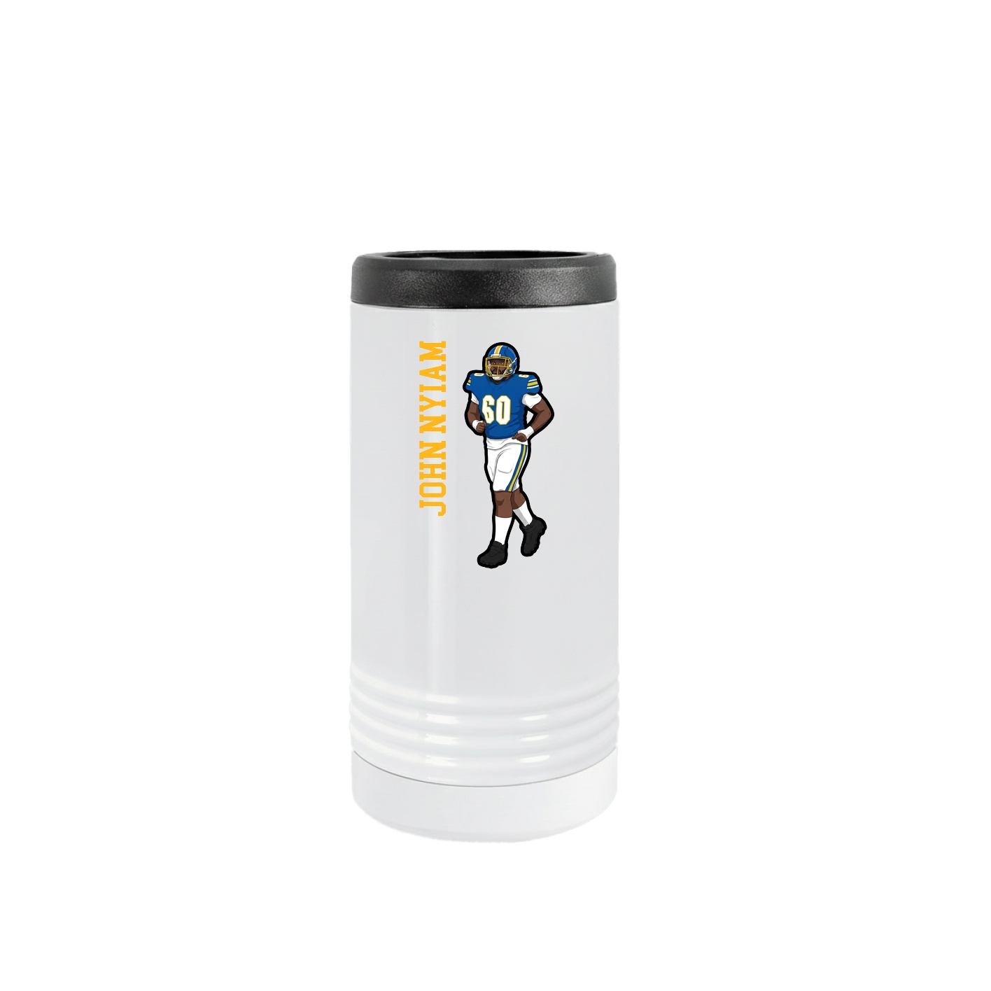 Slim Beverage Holder — Name Vertical in White