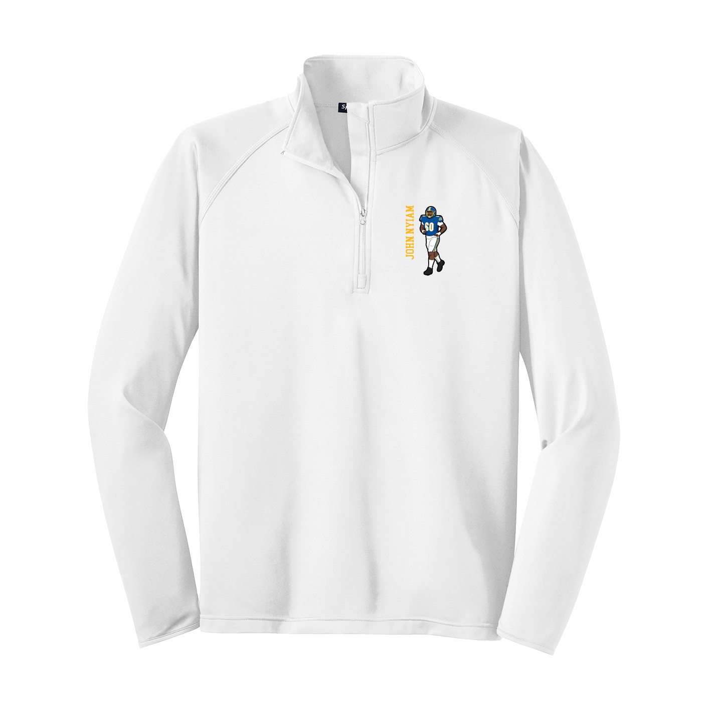 Q-Zip Pullover — Name Vertical in White