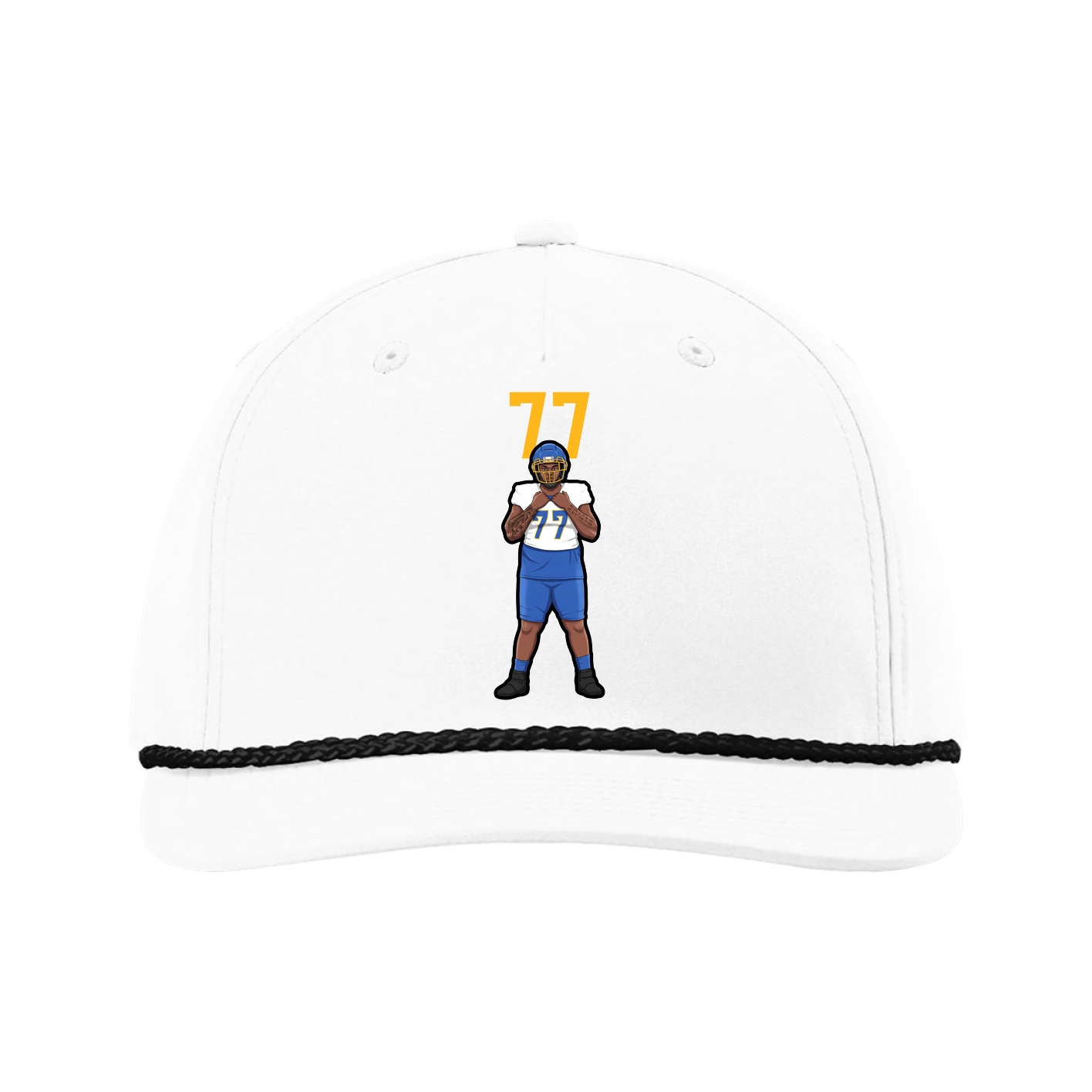 Five-Panel Classic Rope Cap — Number Top in White
