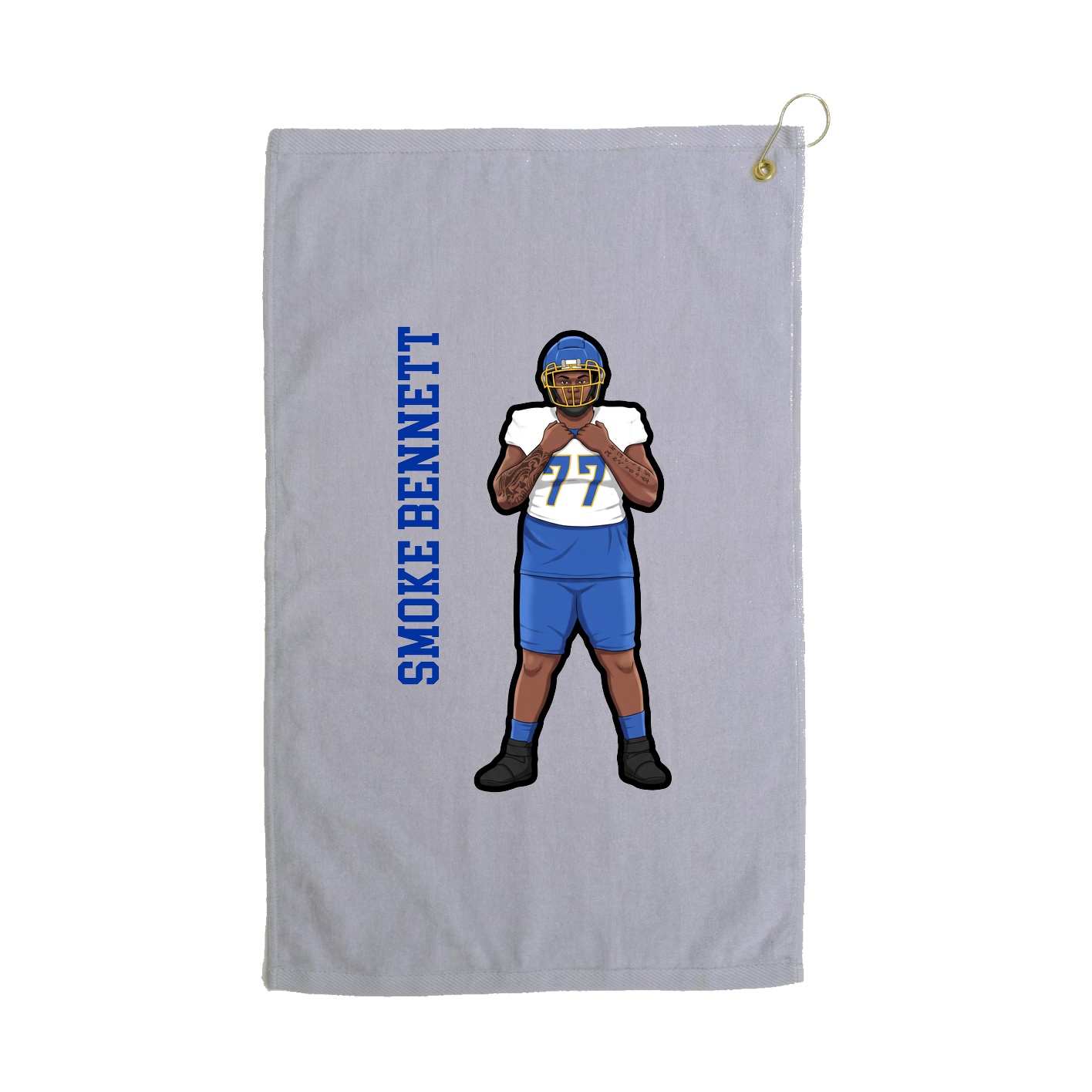 Golf Towel — Name Vertical in Grey