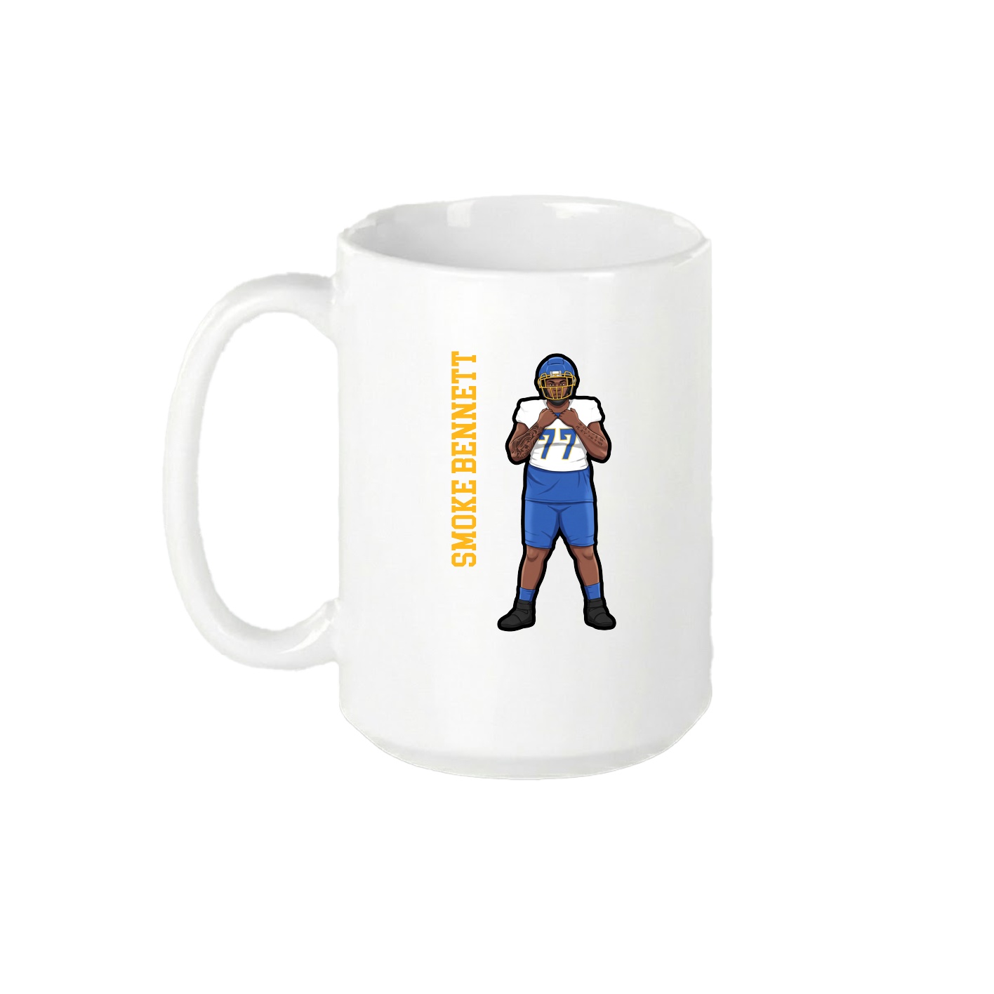 15oz Coffee Mug — Name Vertical in White