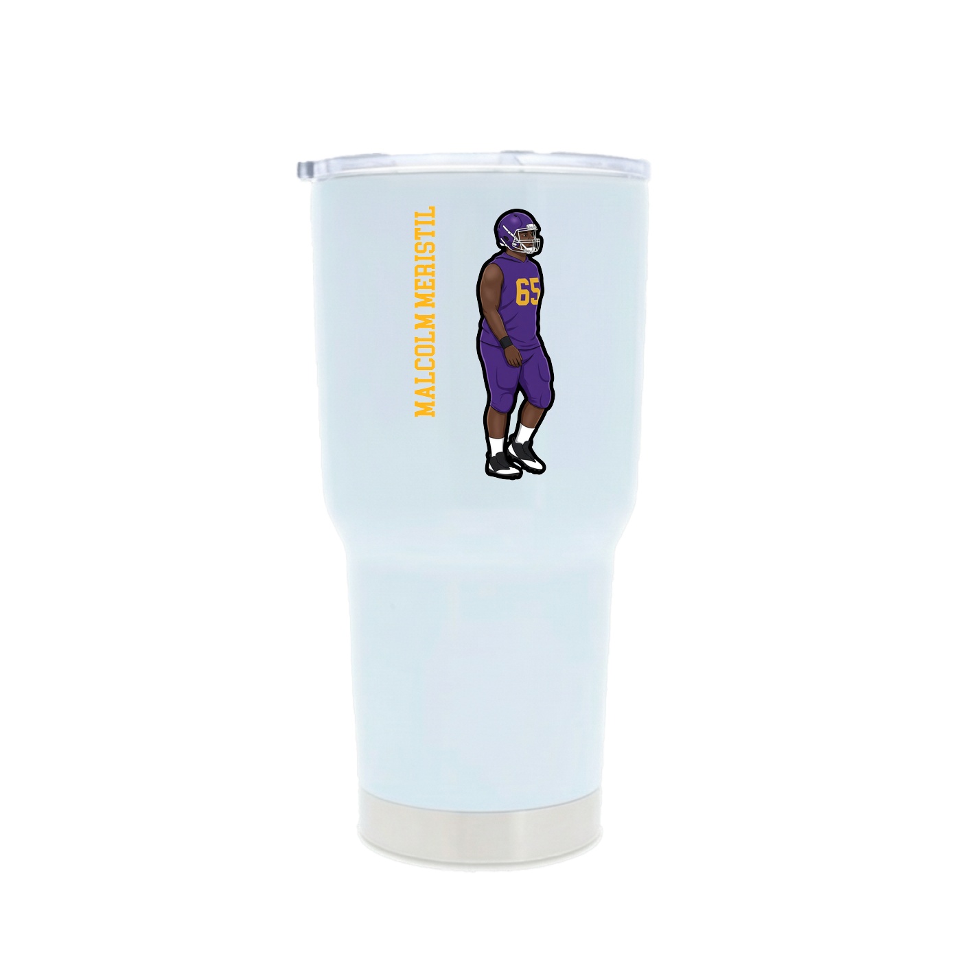 30oz Stainless Steel Tumbler — Name Vertical in White