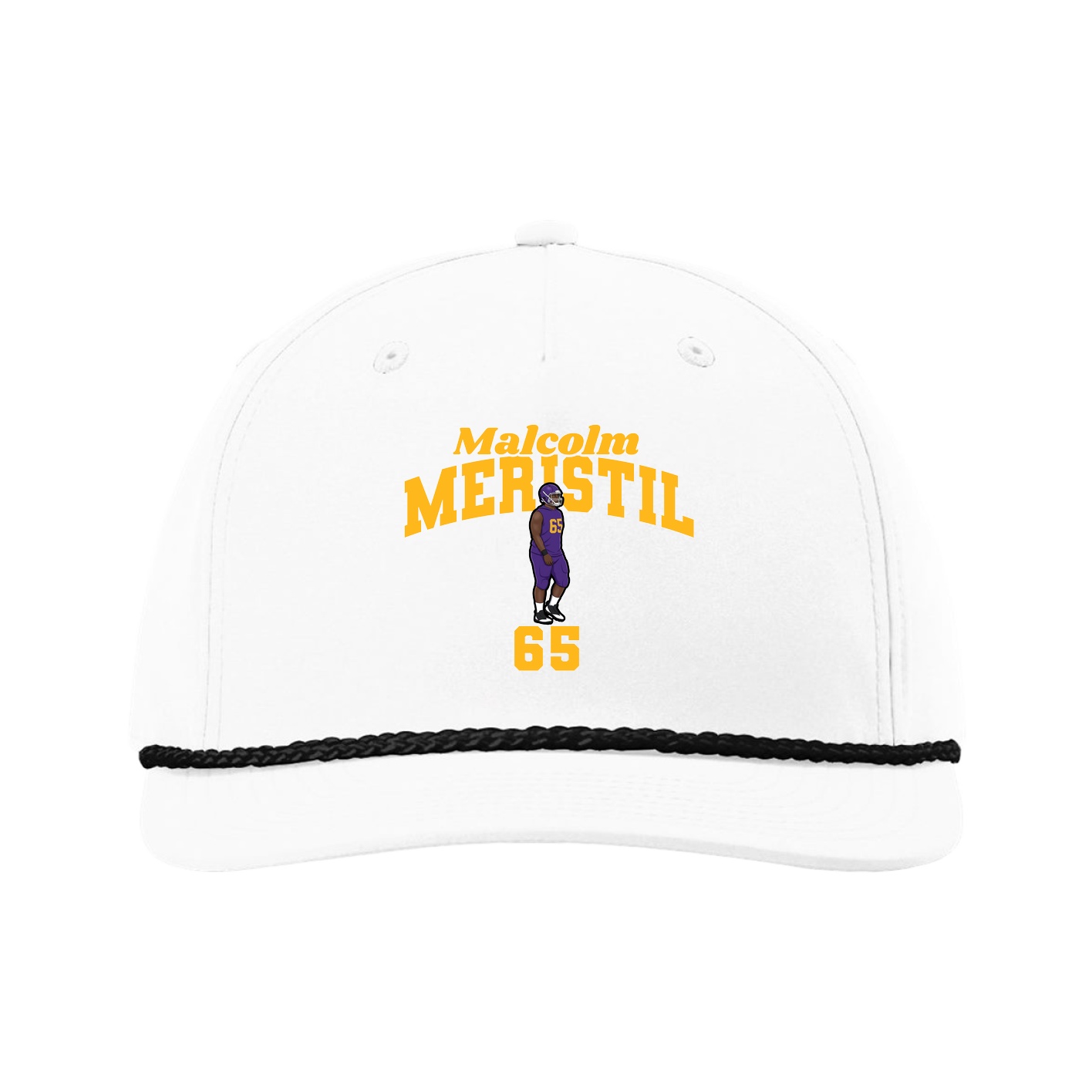 Five-Panel Classic Rope Cap — Signature Arch in White