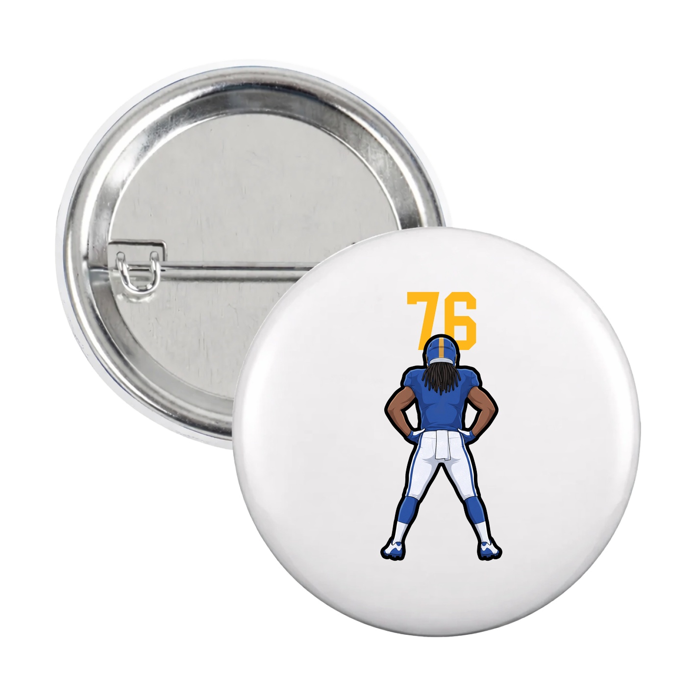 Game Day Button — Number Top in White