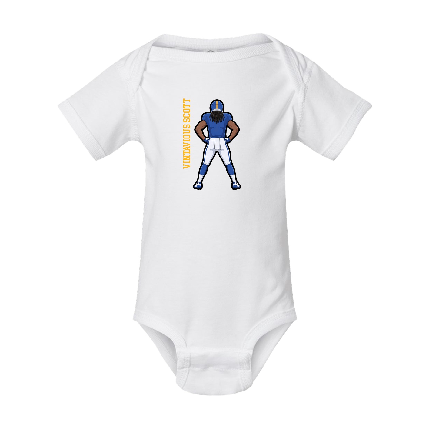 Baby Onesie — Name Vertical in White
