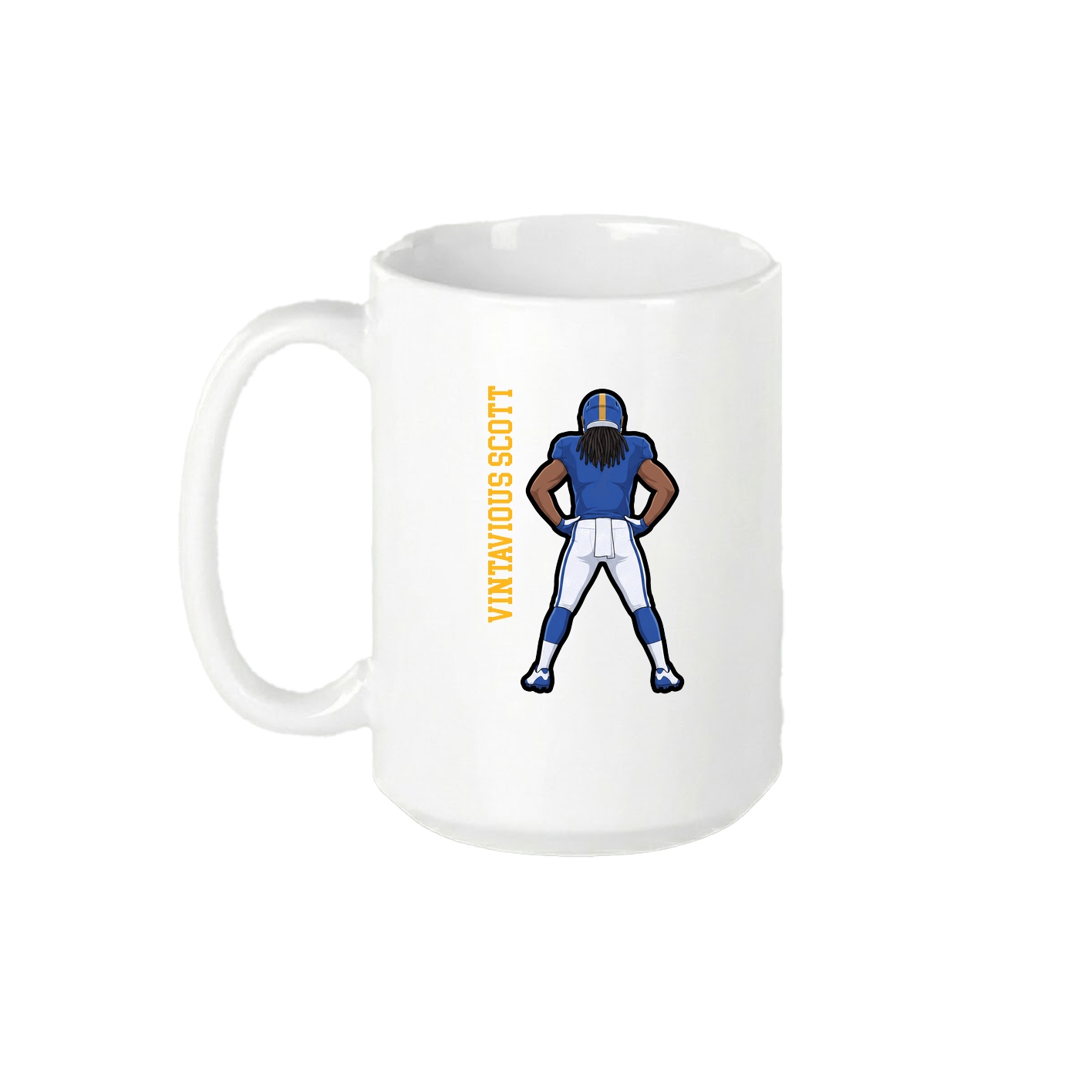 15oz Coffee Mug — Name Vertical in White