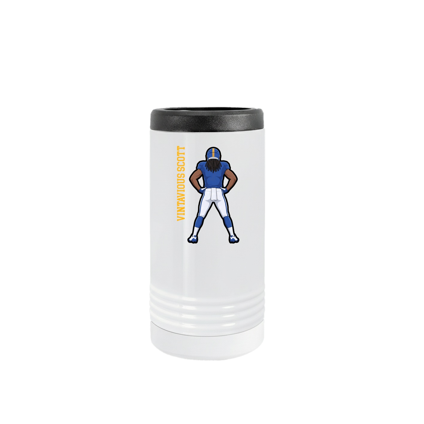 Slim Beverage Holder — Name Vertical in White