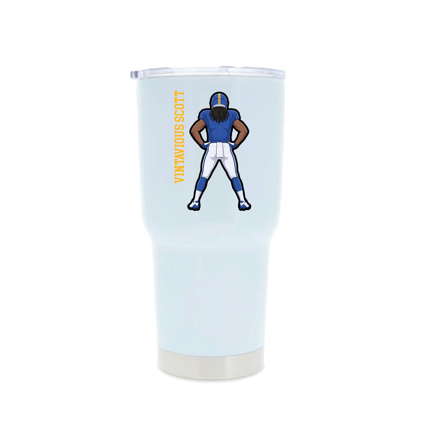 30oz Stainless Steel Tumbler — Name Vertical in White