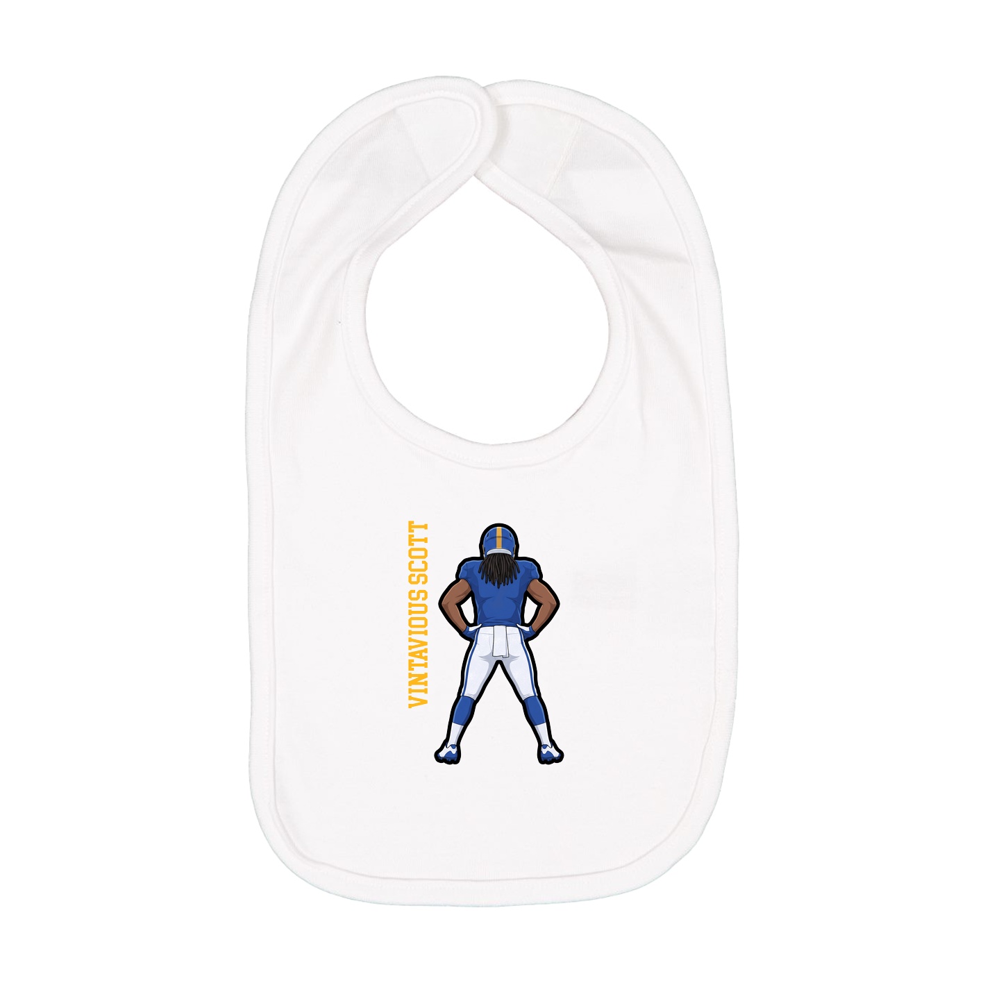 Infant Bib — Name Vertical in White