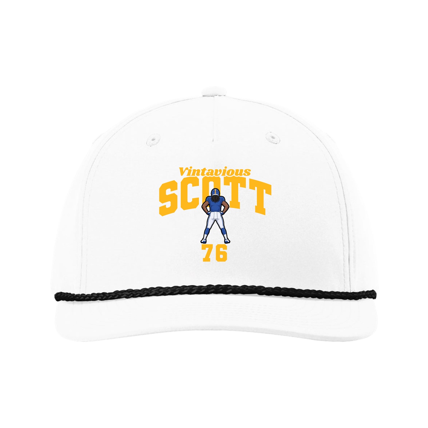 Five-Panel Classic Rope Cap — Signature Arch in White