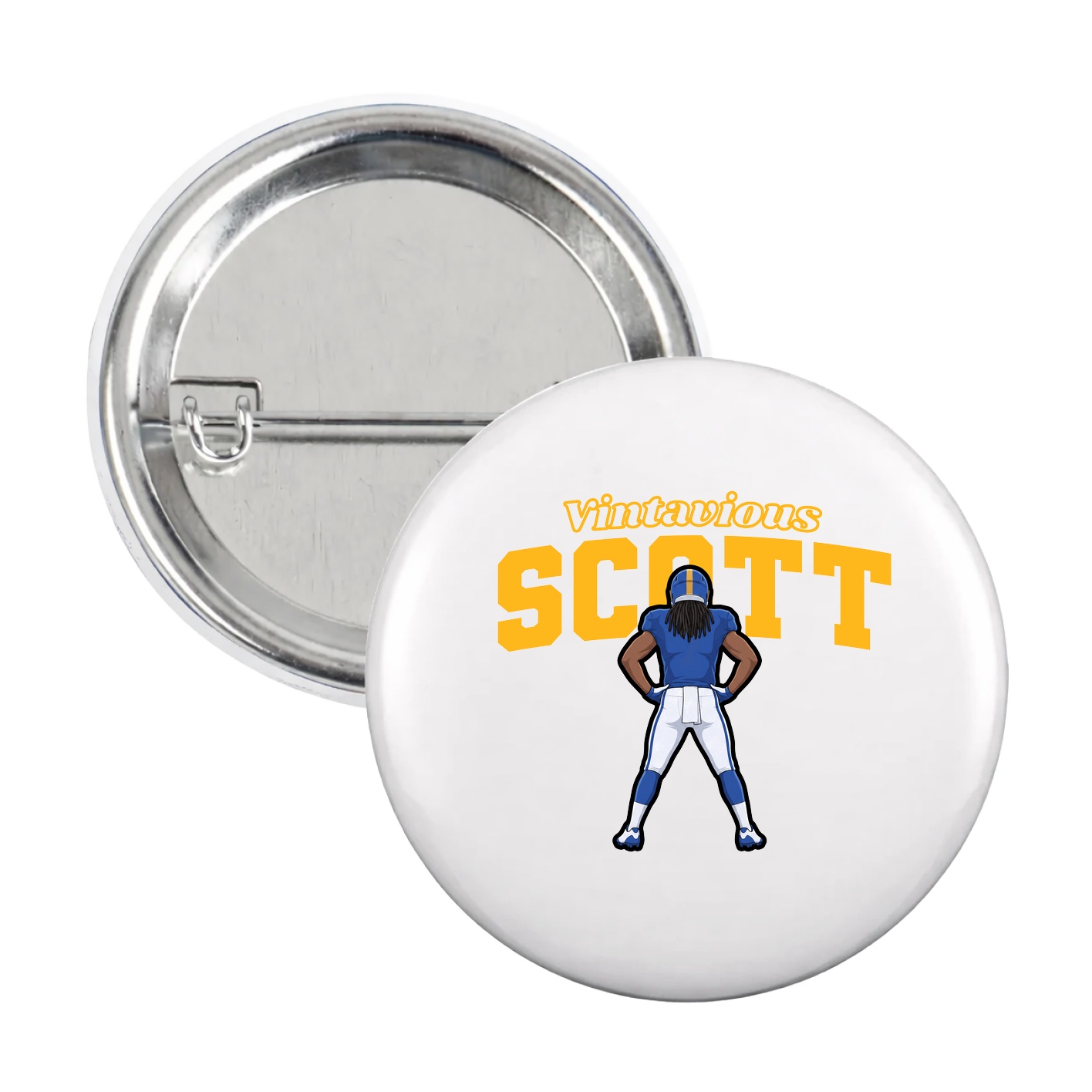 Game Day Button — Name Arch in White