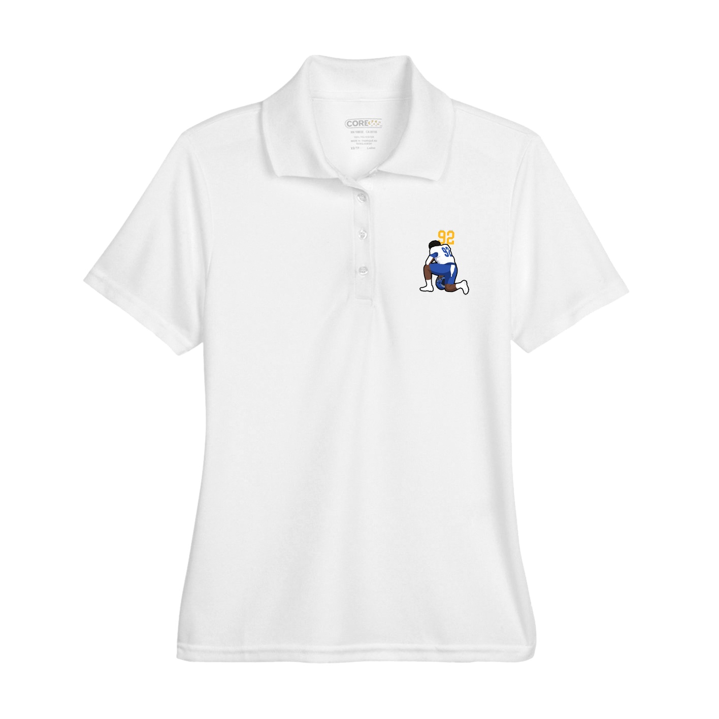 Womens Performance Polo — Number Top in White
