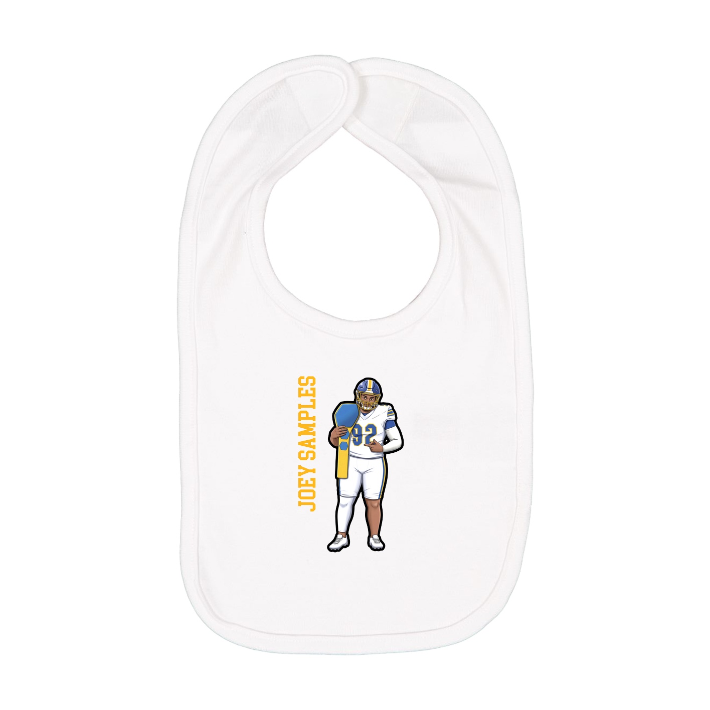 Infant Bib — Name Vertical in White