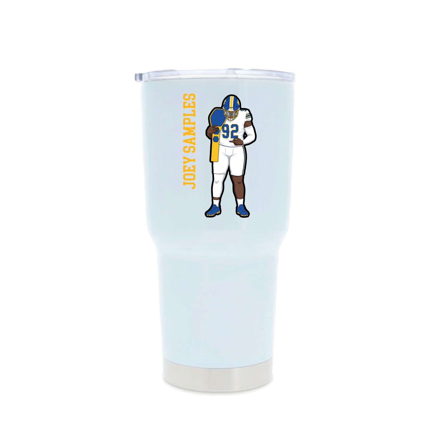 30oz Stainless Steel Tumbler — Name Vertical in White