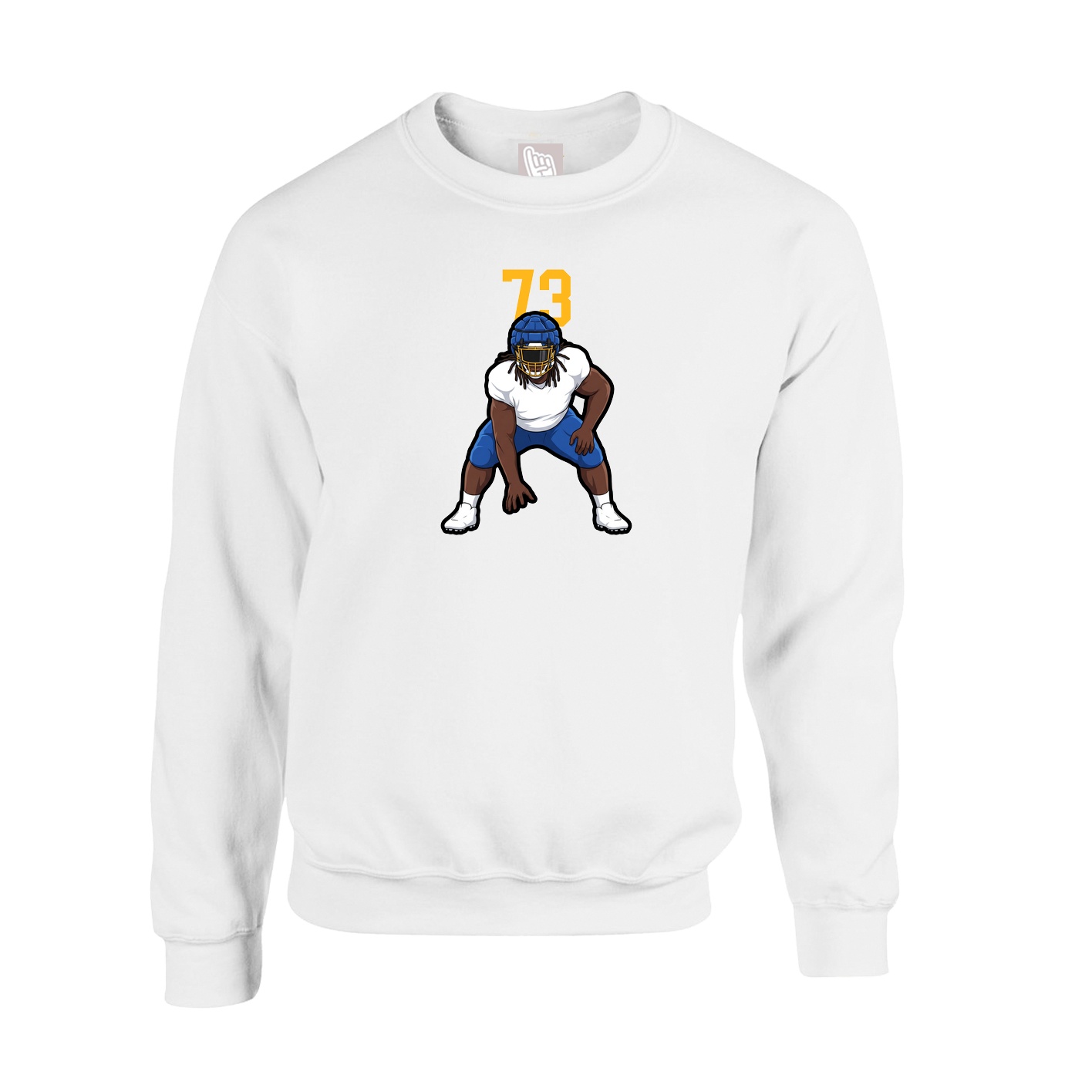 Fleece Crew — Number Top in White