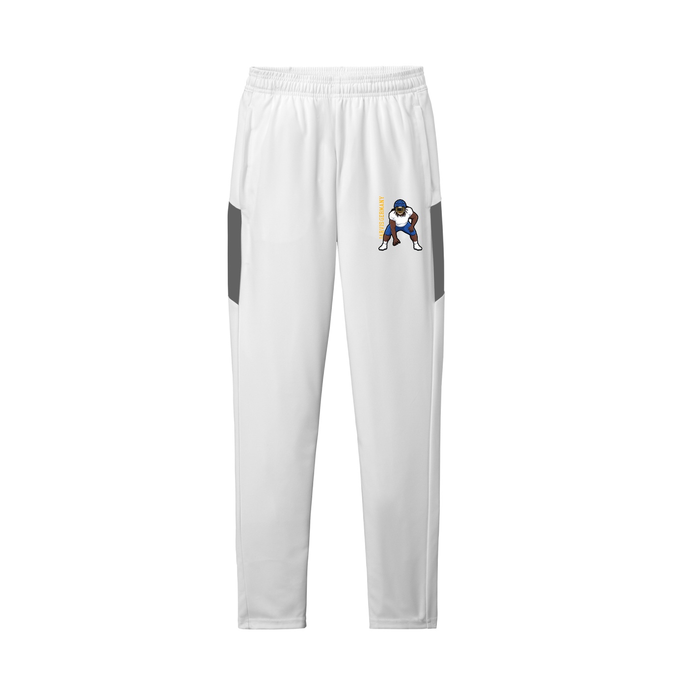 Team Travel Pant — Name Vertical in White/Grey
