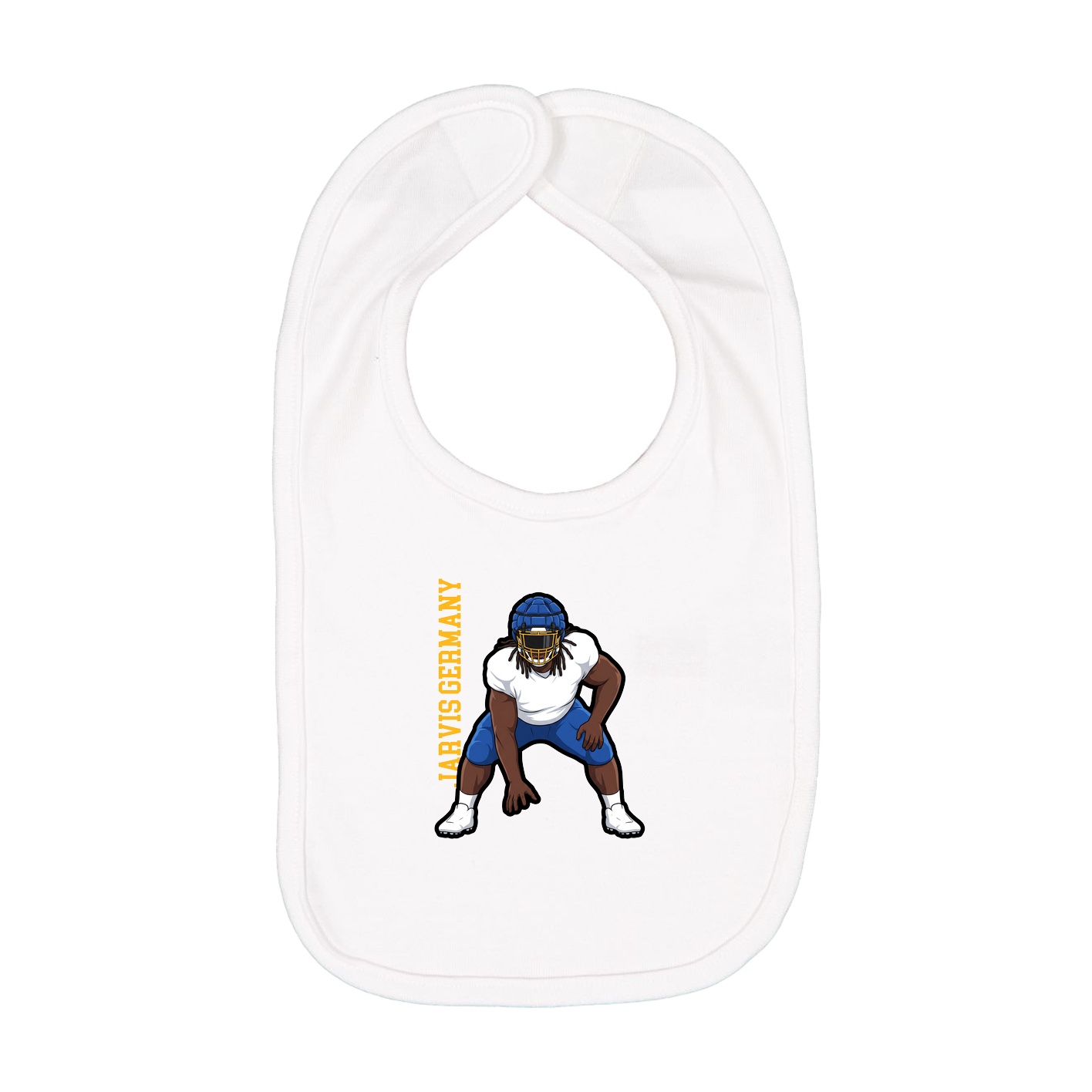 Infant Bib — Name Vertical in White