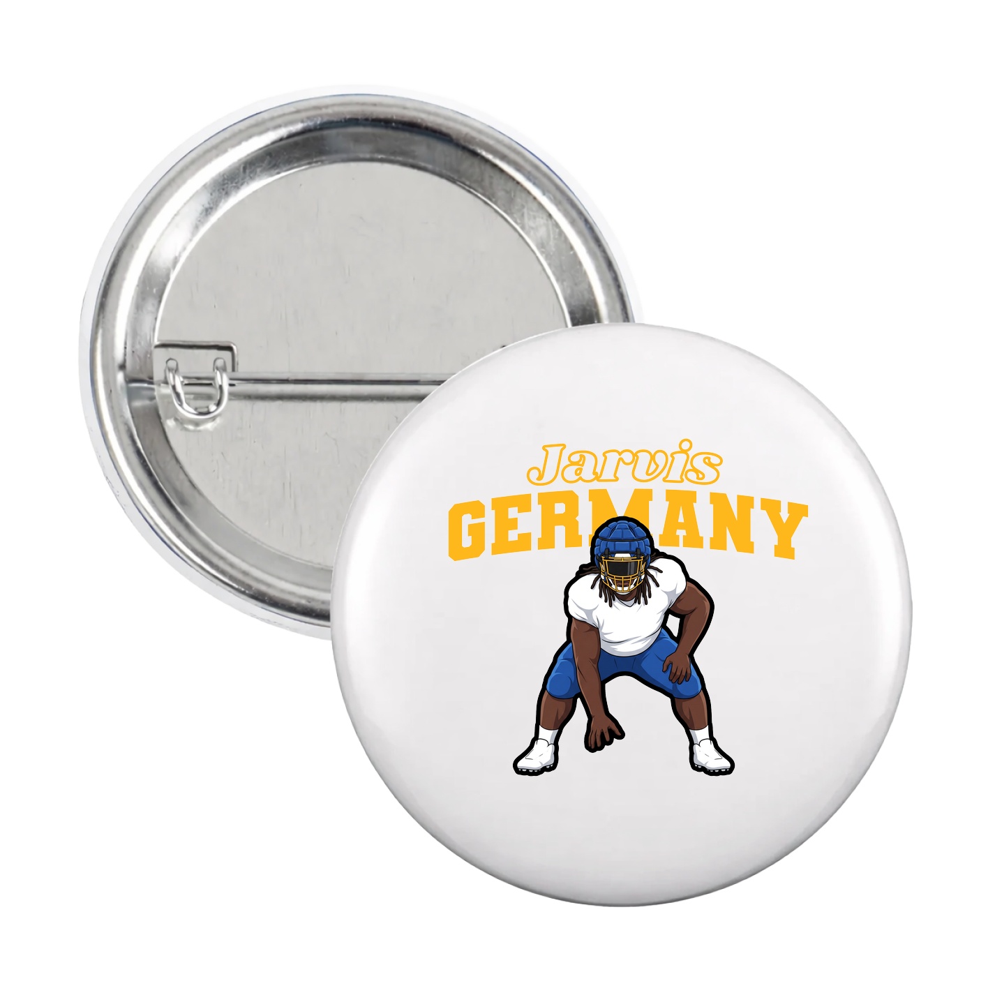 Game Day Button — Name Arch in White