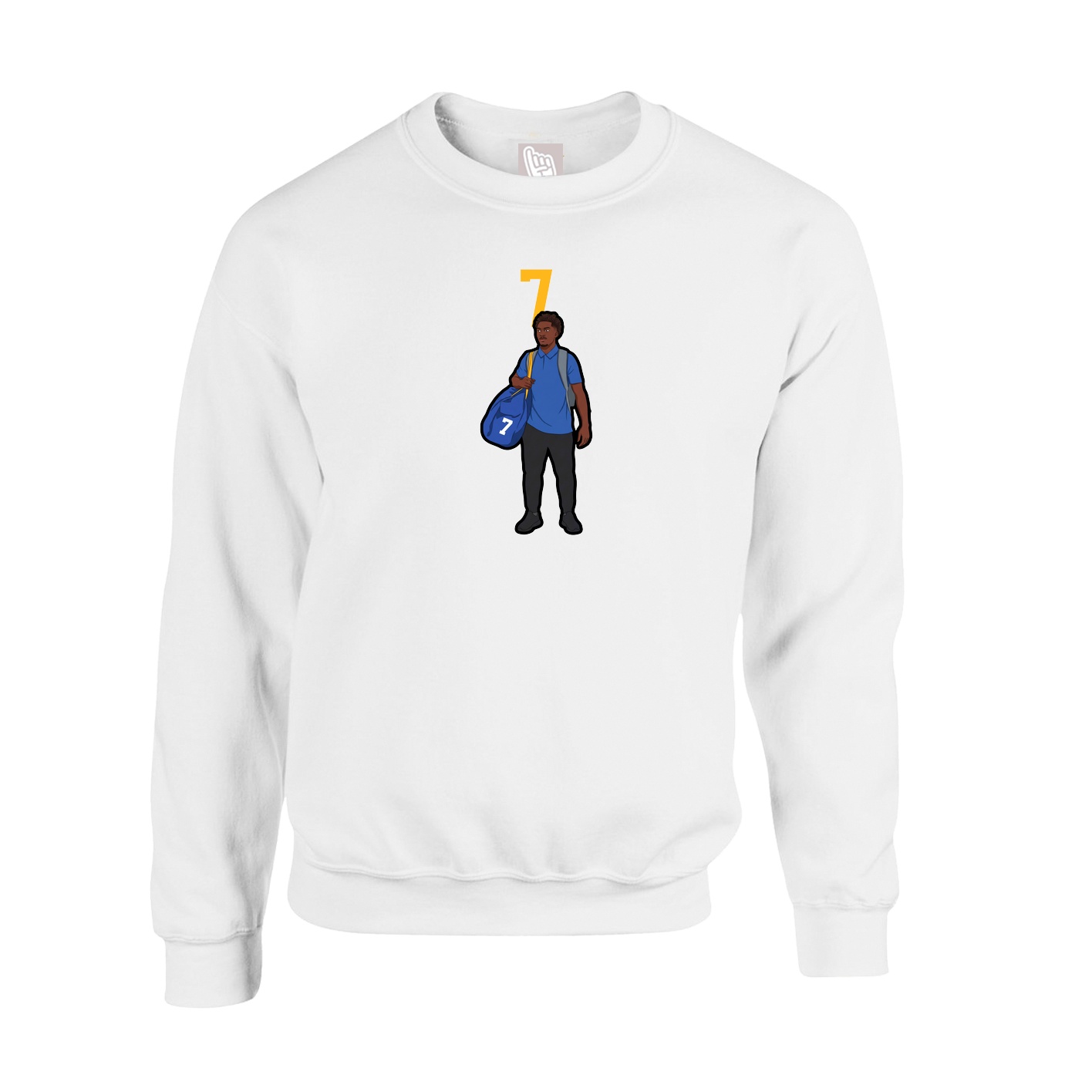 Fleece Crew — Number Top in White