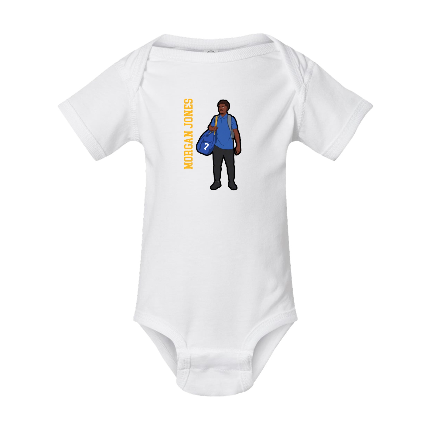 Baby Onesie — Name Vertical in White
