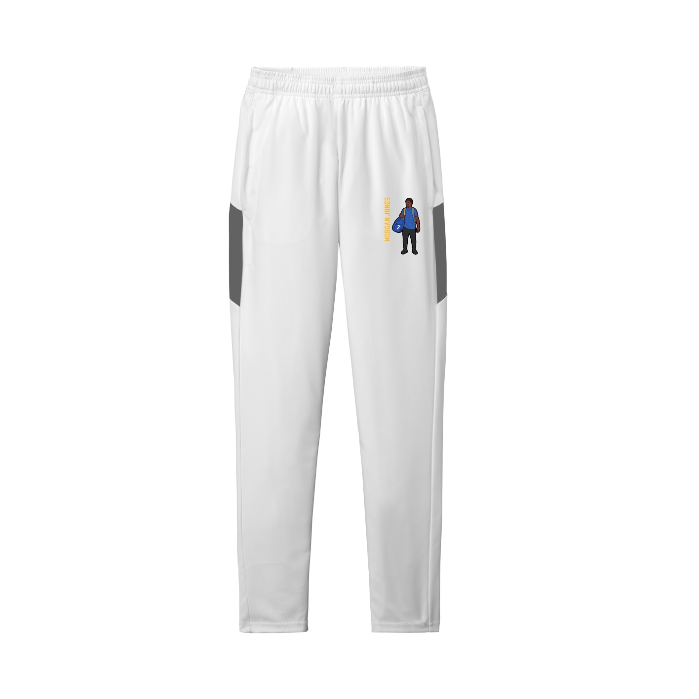 Team Travel Pant — Name Vertical in White/Grey