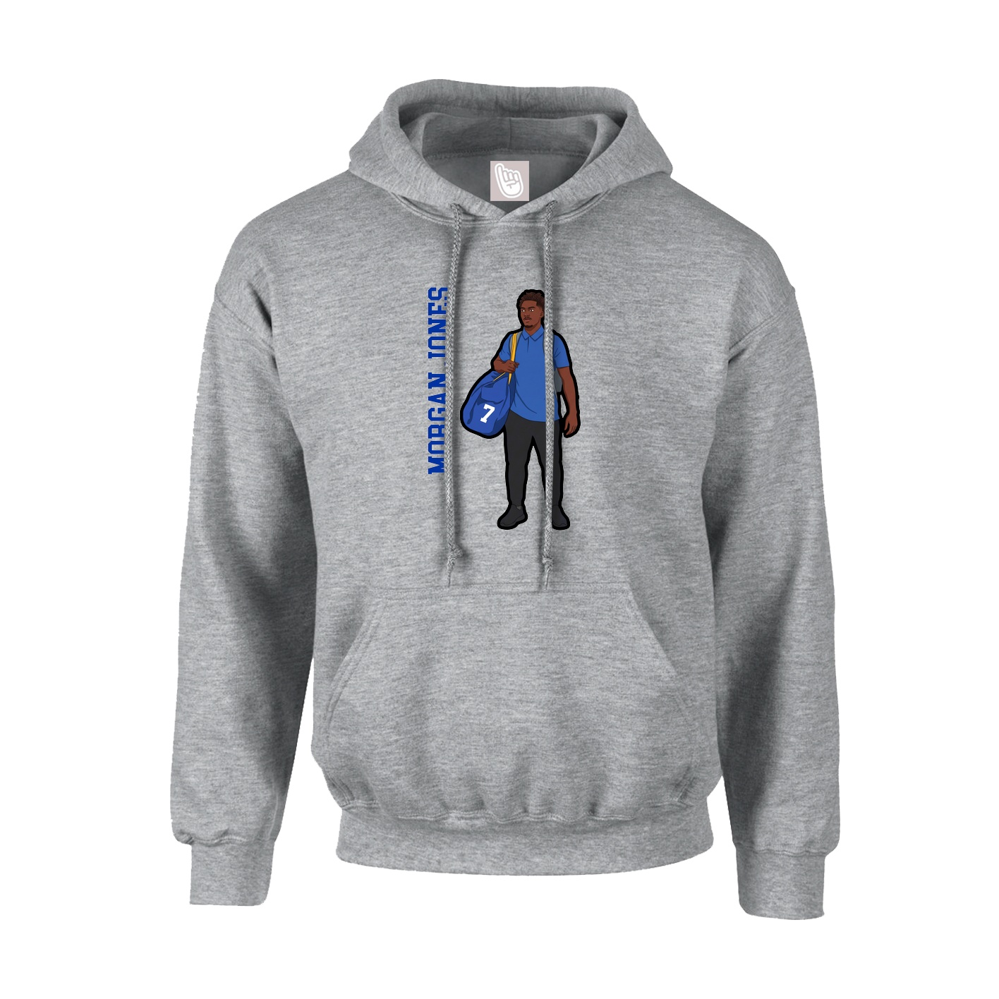 Hoodie — Name Vertical in Grey