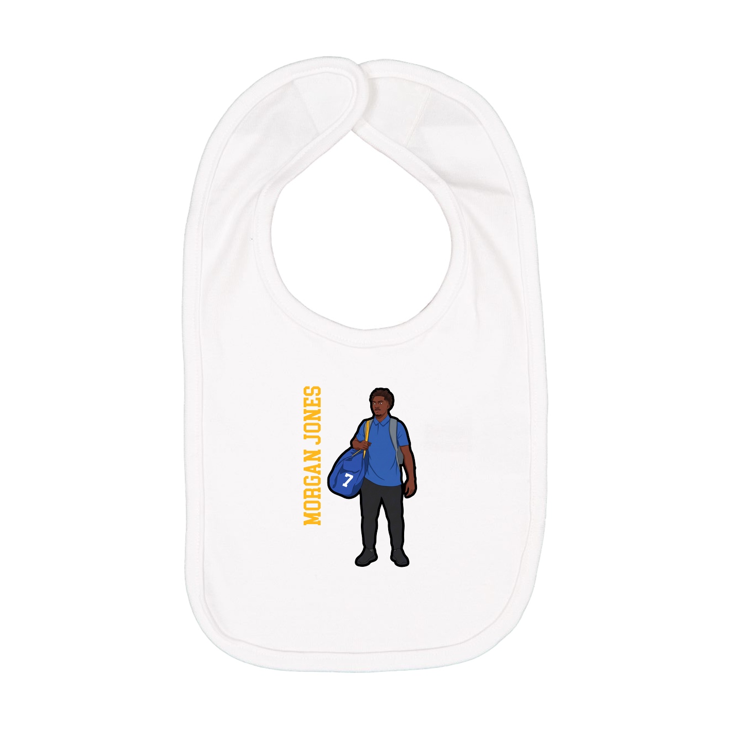 Infant Bib — Name Vertical in White