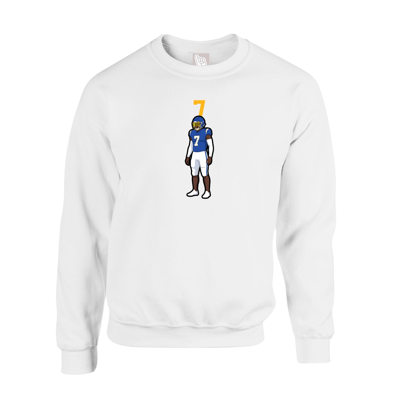 Fleece Crew — Number Top in White