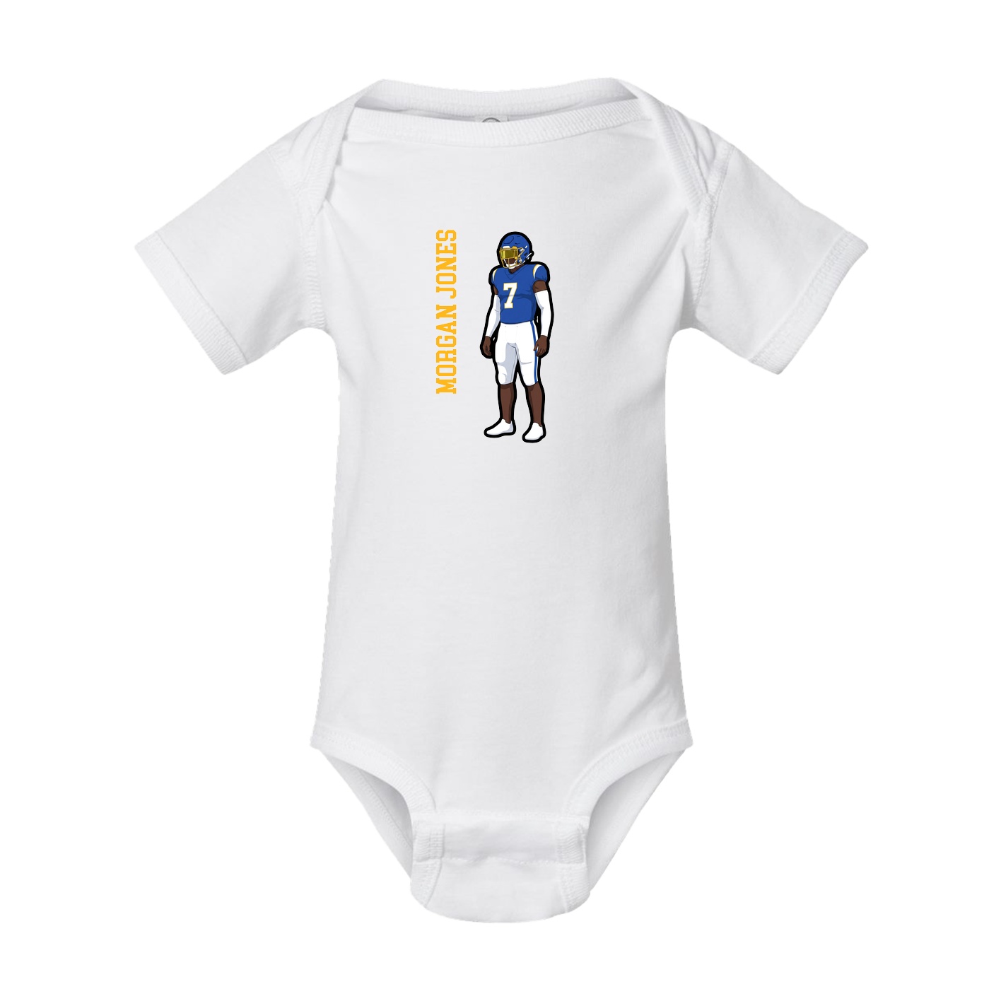 Baby Onesie — Name Vertical in White