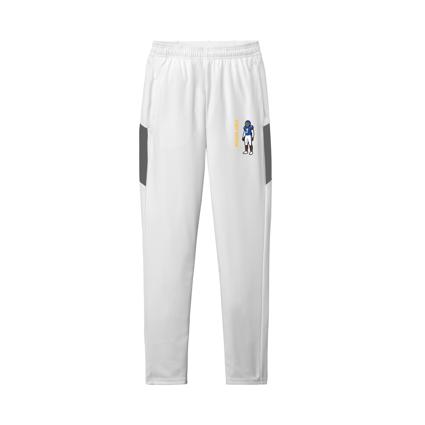 Team Travel Pant — Name Vertical in White/Grey