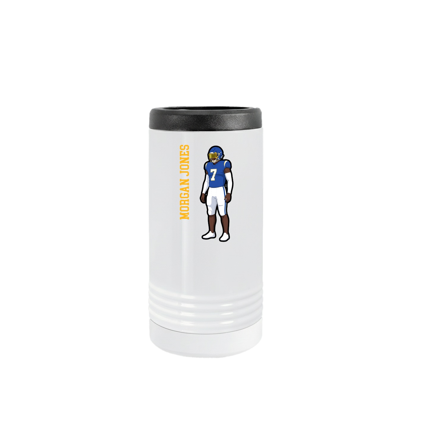Slim Beverage Holder — Name Vertical in White