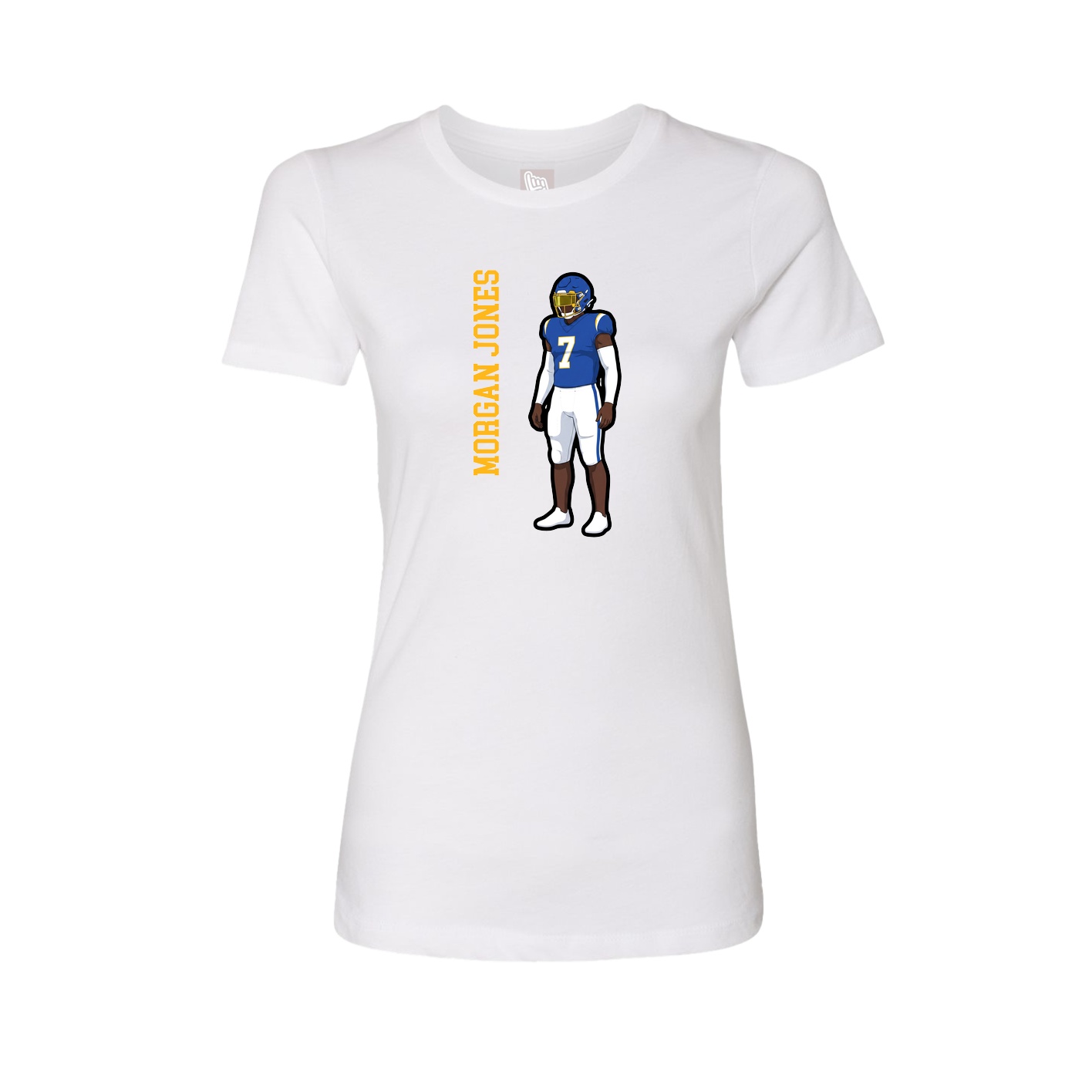 Womens Tee — Name Vertical in White