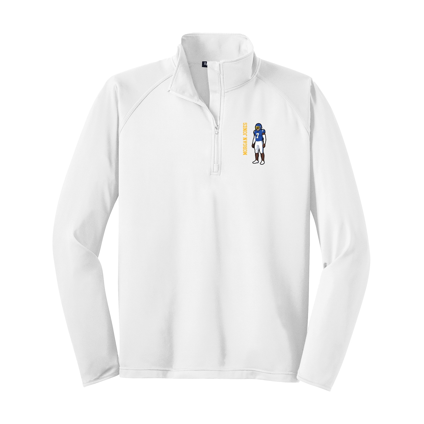 Q-Zip Pullover — Name Vertical in White