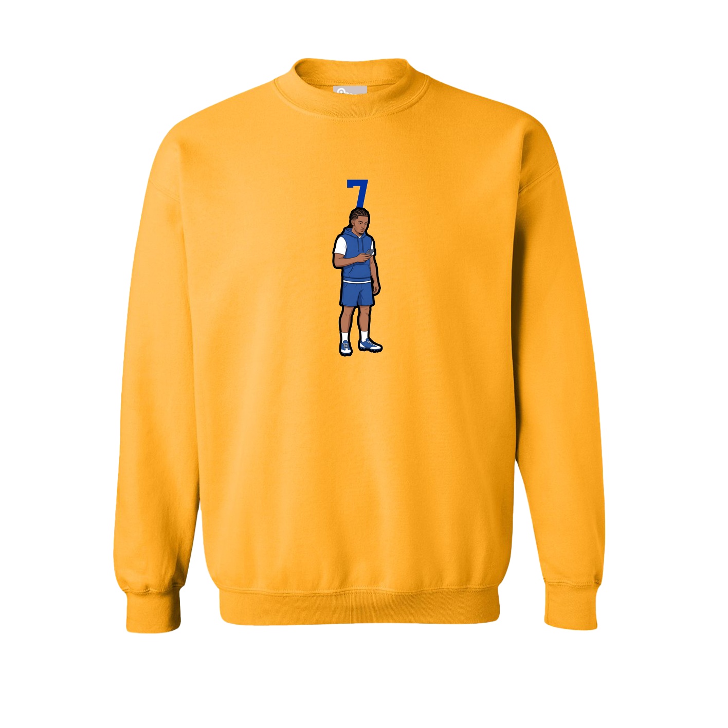 Fleece Crew — Number Top in Gold