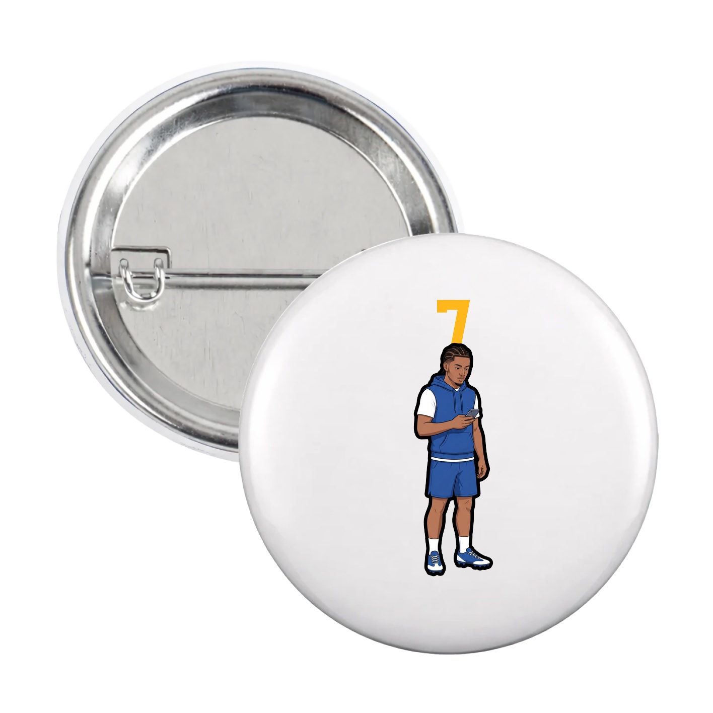 Game Day Button — Number Top in White