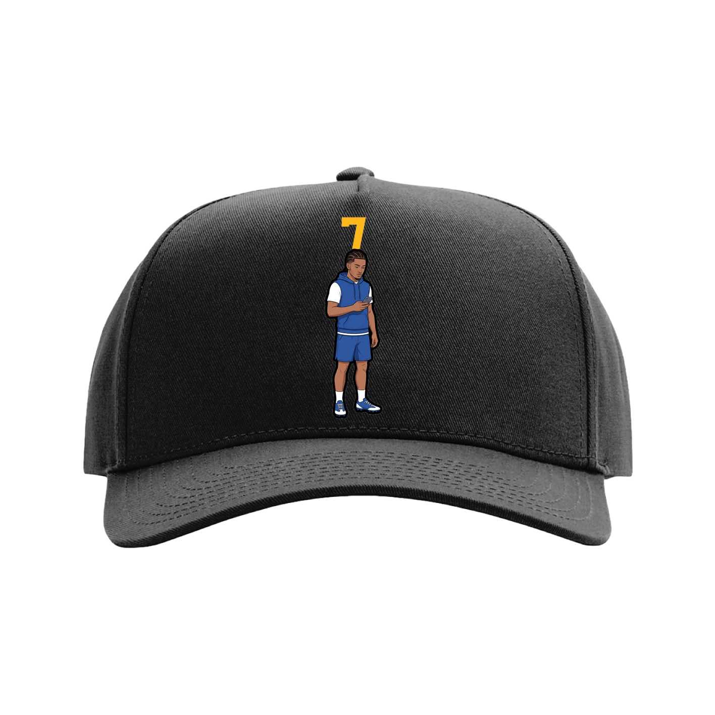 Full Fabric Five-Panel Champ Cap — Number Top in Black
